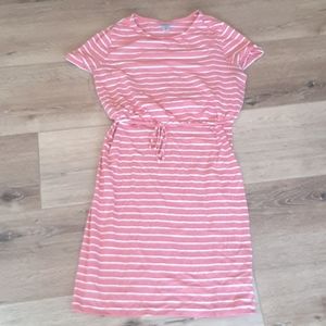 Motherhood Maternity Pink Striped Nursing Dress Medium